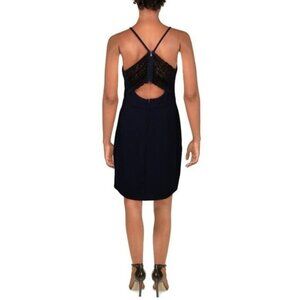 Speechless Lace Back Wrap Bodycon Dress Midnight Blue Size 11 Juniors New